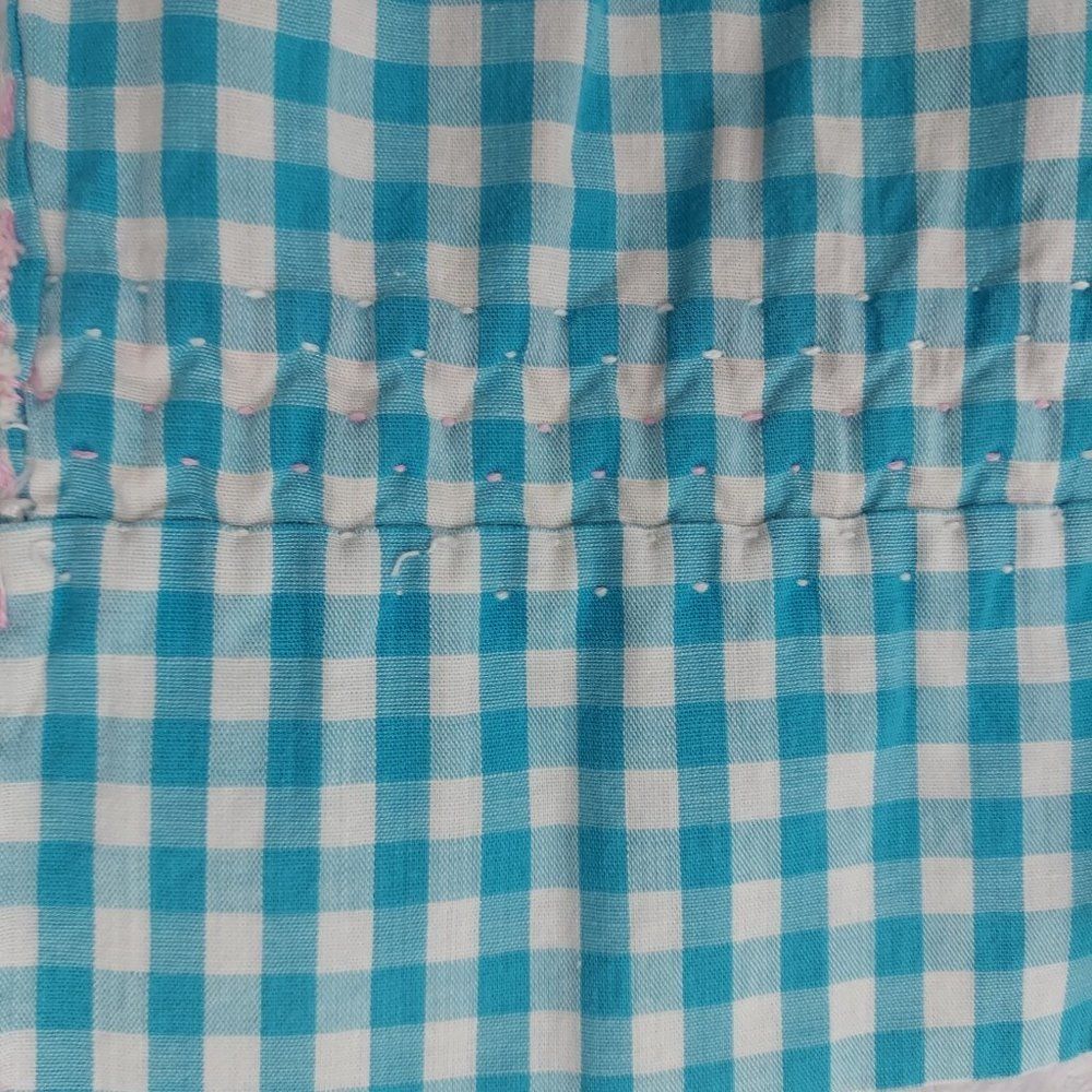 Vintage Handmade Gingham Apron, Teal - Picture 13 of 14